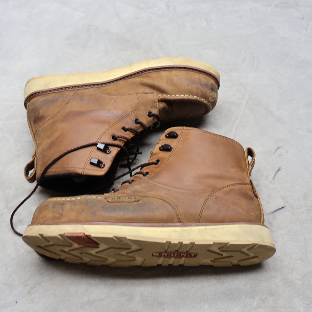 Brunt Men 12 Work Boots Brown Leather Marin Composite Toe Rugged Lace Up Utility - Picture 4 of 16